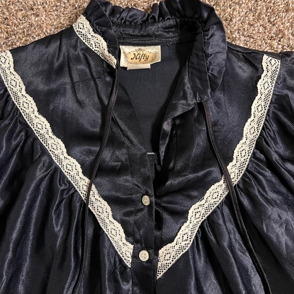 Vintage 70s Nifty California Satin Tunic Blouse - Picture 4 of 11